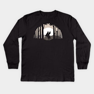 Forest Horse Silhouette Kids Long Sleeve T-Shirt